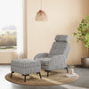 Houndstooth Fabric Armchair Tartan Checked Chair Recliner Sleeper Sofa W/Stool