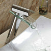 Waterfall Tall Glass Bathroom Basin Sink Mixer Taps Cloakroom Hand Wash Faucet