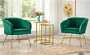 Round Nesting Table with Metal Frame, End Side Table w/ Tempered Glass Top, Gold