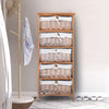 5 Drawer Dresser Wicker Basket Storage Shelf Unit Wooden Frame Home Organisation