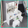 White Dressing Table Set Makeup Desk LED Lights Sliding Mirror 5 Drawers Vanity