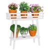 2 Layer Solid Wood Plant Stand Raised Flower Pot Holder Hall Console Table Shelf