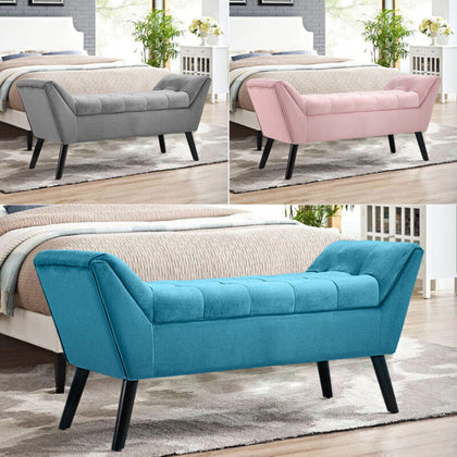 Large Velvet Ottoman Chesterfield Pouffe Window Seat Bed End Stool Pouffe Bench