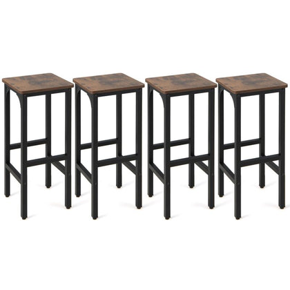 Bar Stools Set of 4 Counter Height Bar Chairs Breakfast Stool with Footrest