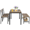 4-Piece Wooden Dining Table & Chair Set Modern Kitchen Table w/2 Chairs & Bench