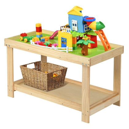 Wooden Kids Activity Table Building Block Table with Storage Removable Tabletop