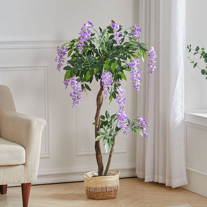 Large Artificial Realistic Wisteria Flower Tree Faux Plant for Indoor Outdoor