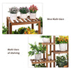 9-Tier Large Carbonized Wood Plant Stand Flower Pot Holerd Thicken Slats Shelf