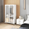 Mobile Storage Wardrobe Cabinet Armoire Closet Clothes Organizer w/ Hanging Rod