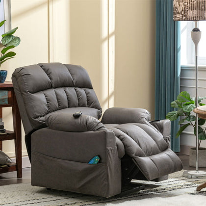 Massage Heat Armchair Single Sofa Electric Riser Lounge Recliner Chair Grey
