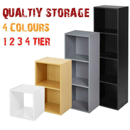 New Cube 2 3 4 Tier Wooden Bookcase Bookshelf Storage Shelf Unit Display Stand