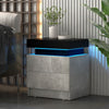 LED Nightstand Modern Faux Marble End Table Versatile Bedside Table W/ 2 Drawers