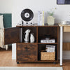 Brown Filing Cabinet Mobile Printer Stand W/2 Drawers 1 Door 3 Shelves
