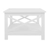 88cm White Coffee Table With Storage Rectangle Living Room Wooden Legs Furniture