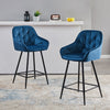 Pair Dining Chairs Bar Stools Dining Room Kitchen Tufted Seat Metal Legs