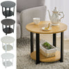 2 Tier Wooden Coffee Table With Metal Legs 50/60cm Round Side Table Home Office