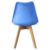 2 X Blue Dining Chair Wooden Legs Faux Leather Chair Home Office Dining Room New