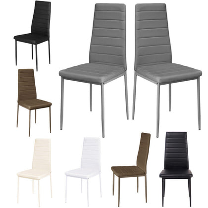Set of 2 4 6 Dining Chair Faux Leather with Metal Legs Kitchen Chairs High Back
