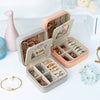 Small Portable Jewellery Box Organizer PU Leather with Mirror for Ring Necklace