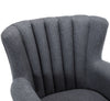 Upholstered Wing Back Scallop Armchair Tub Chair Wooden Legs Fabric Studded Sofa