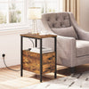 Side Table Bedside Table with Charging Station Nightstand for Small Space