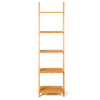 5-Tier Bamboo Ladder Shelf Space-saving Wall Mount Ladder Bookcase Display Rack