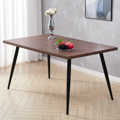 Retro Kitchen Dining Room Table Large Wooden Tabletop Metal Legs Party Gathering