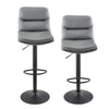 Set of 2 Bar Stools Breakfast Stools With Foot Rest Swivel Gas Lift Modern Grey