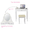 Vanity Dressing Table Set Makeup Desk W/Detachable Tabletop &LED Rotating Mirror