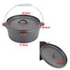 4.5L Dutch Oven Cooking Pot Cast Iron Outdoor Camping Camp Fire with Handle/Lid