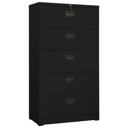 Filing Cabinet Black 90x46x164 Steel H4F6