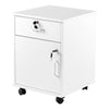 Wood File Cabinet Office Cabinet Drawers Wheels Keys Industrial White Brown