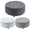 75cm Large Round Fabric Linen Chesterfield Footstool Pouffe Ottoman Coffee Table