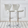 Set of 2 Bar Stools White Swivel Gas Lift PU Leather Breakfast Chairs Barstool