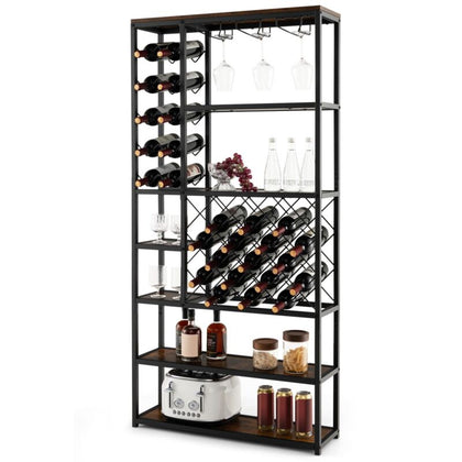 Industrial Floor Wine Rack Freestanding Wine Storage Shelf Display Rack Kitchen