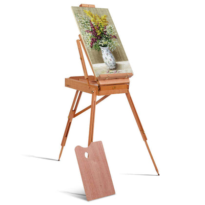 Folding Wooden Easel Portable Tripod Easel Indoor Outdoor Painting Adjustable
