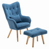 Upholstered Velvet Armchair with Footstool Accent Chair Lounge Sofa Wood Legs