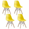 4x Retro Yellow Lounge Office Chair Dining Chairs Wooden Legs Kitchen Commercial