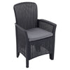 Black Garden Rattan Furniture Set With Storage Table 2 Armchairs Cushion Set NEW