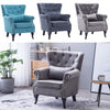 Occasional Accent Button Velvet Armchair Wing High Backrest Chair Fireside Seat