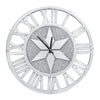 3D Large Mirrored Wall Clock Diamond Crystal Roman Numerals Silver Wall Clock UK