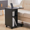 Mobile Sofa Side Table Wooden Laptop Desk Small Coffee Table Storage Shelves