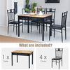 5PCS Dining Table & Chair Set Breakfast Bar Kitchen Furniture with Padded Seat