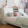 Wooden Bed Frame 4ft6 Double Size Bed with Storage Headboard for Kids Teenagers