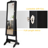 Free-Standing Jewelry Cabinet Lockable Jewelry Shelf W/ Angle Adjustable Mirror