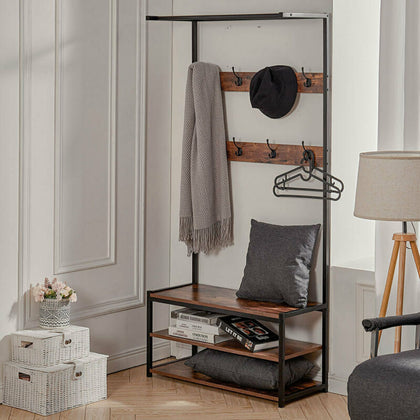 Vintage Clothes Rail Industrial Style Hat Coat Rack Storage Rack Shoe Shelf Unit