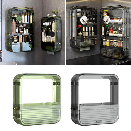 2/3/4 Tier Wall Mounted Cosmetic Organizer Storage Makeup Box Bathroom Bedroom