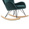 Dark Green Velvet Rocking Armchair Chair Lounge Swing Seat Metal Wooden Legs
