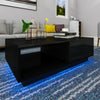 High Gloss Coffee Table Wood Drawer Storage Modern LED Light Black Cabinet MDF