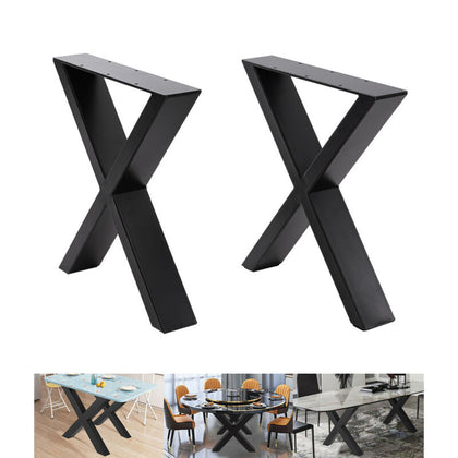 2PC INDUSTRIAL STEEL TABLE LEGS CABINET CHAIR DESK X-SHAPED LEGS SET BLACK UNITS